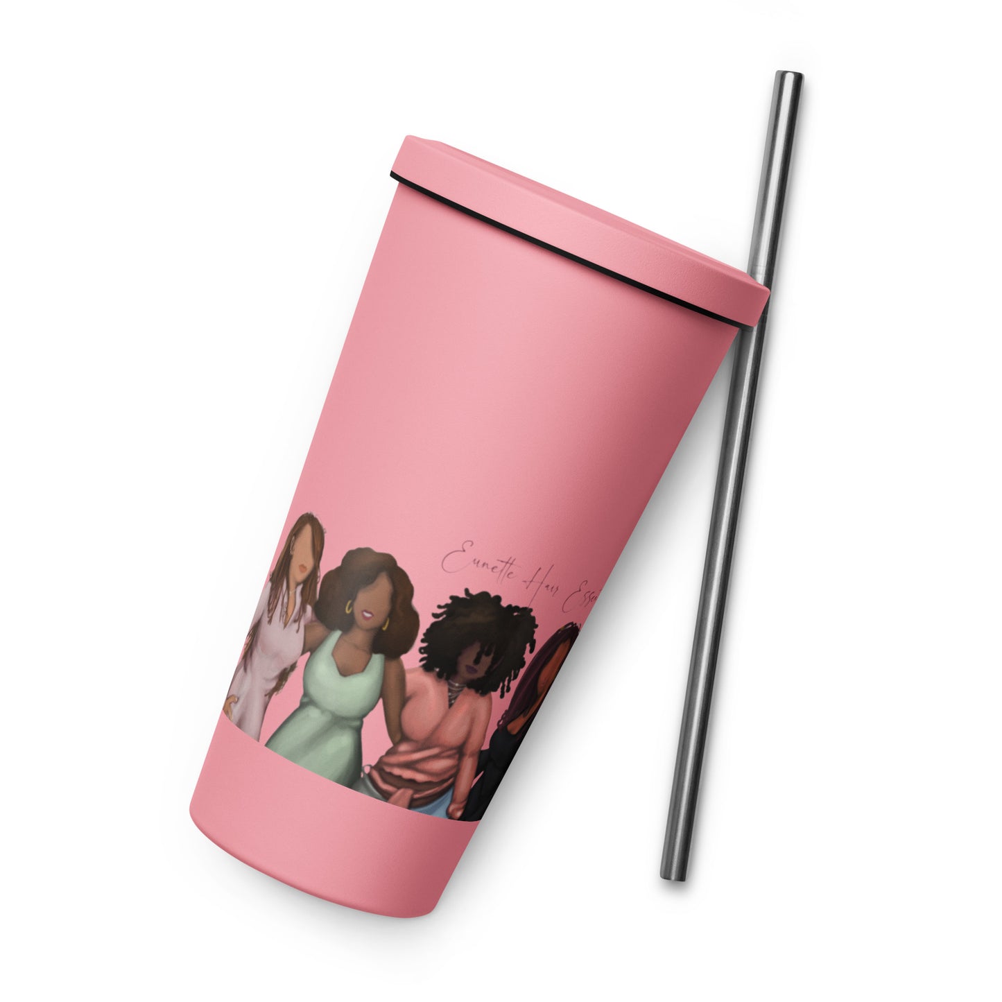 Insulated tumbler with a straw